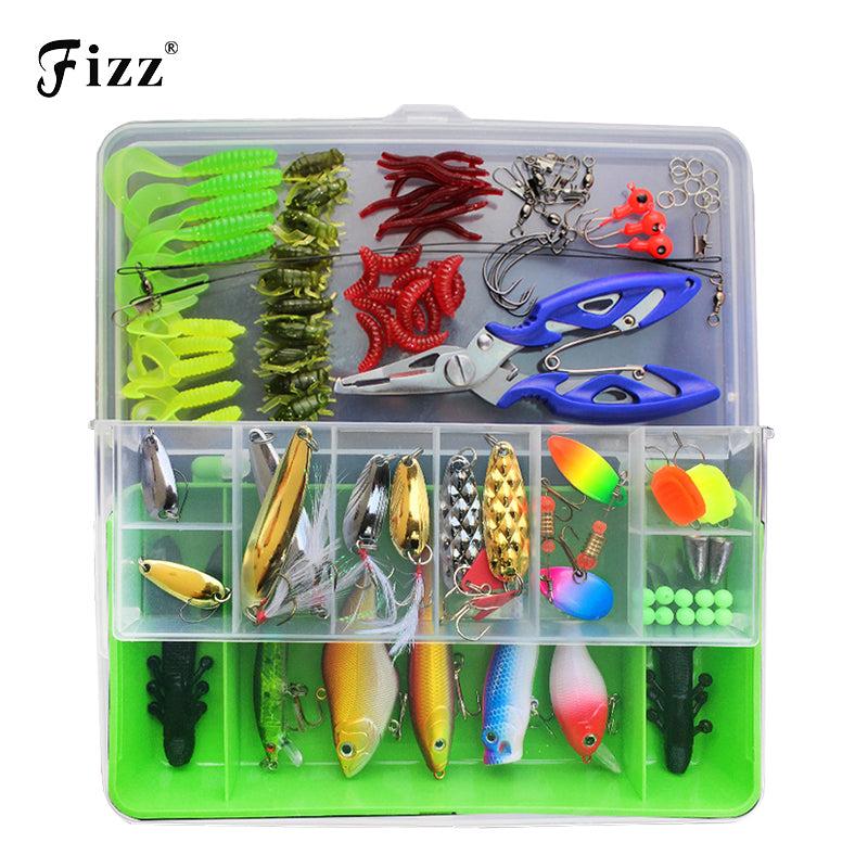 100 stks Lokken Kit Set Minnow Popper Crankbait VIB Spinner Lepel Zachte Worm Maden Vissen Lokken