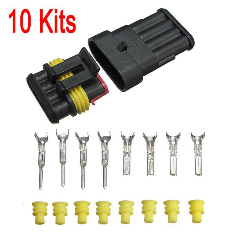 10 Set Auto Auto 4 Pin 4 Way Verzegelde Waterdichte Elektrische Draad Connector Plug Set