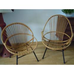 Retro Rotan Rohe stoelen jaren 60