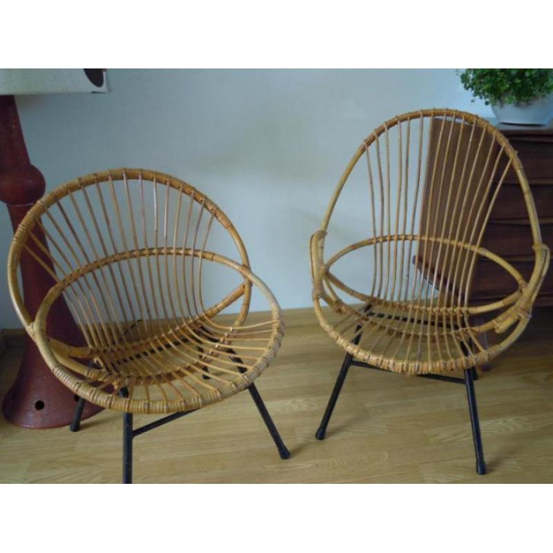 Retro Rotan Rohe stoelen jaren 60