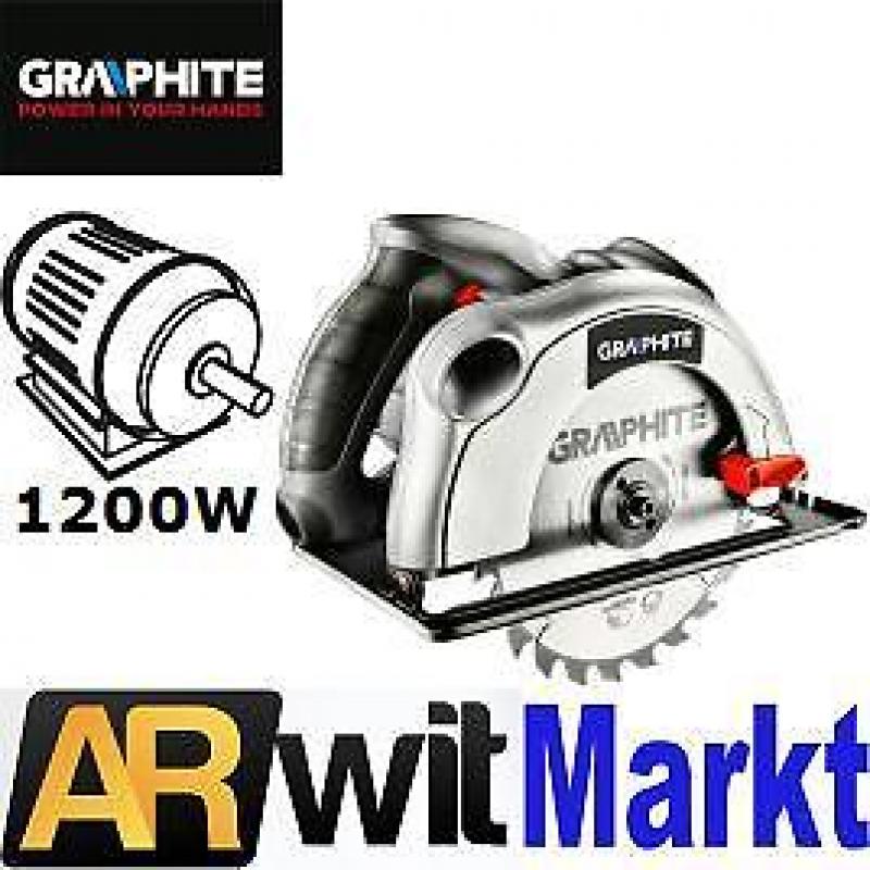 GRAPHITE Cirkelzaag machine 1200 W, 185x20 mm, diepte 65 mm