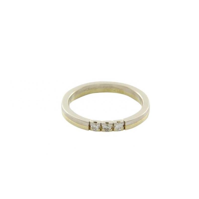 Gouden memoire ring bicolour met diamant 14 krt