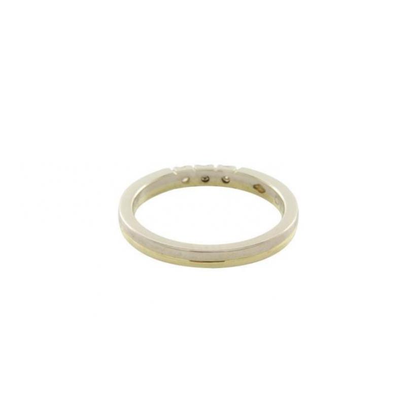 Gouden memoire ring bicolour met diamant 14 krt