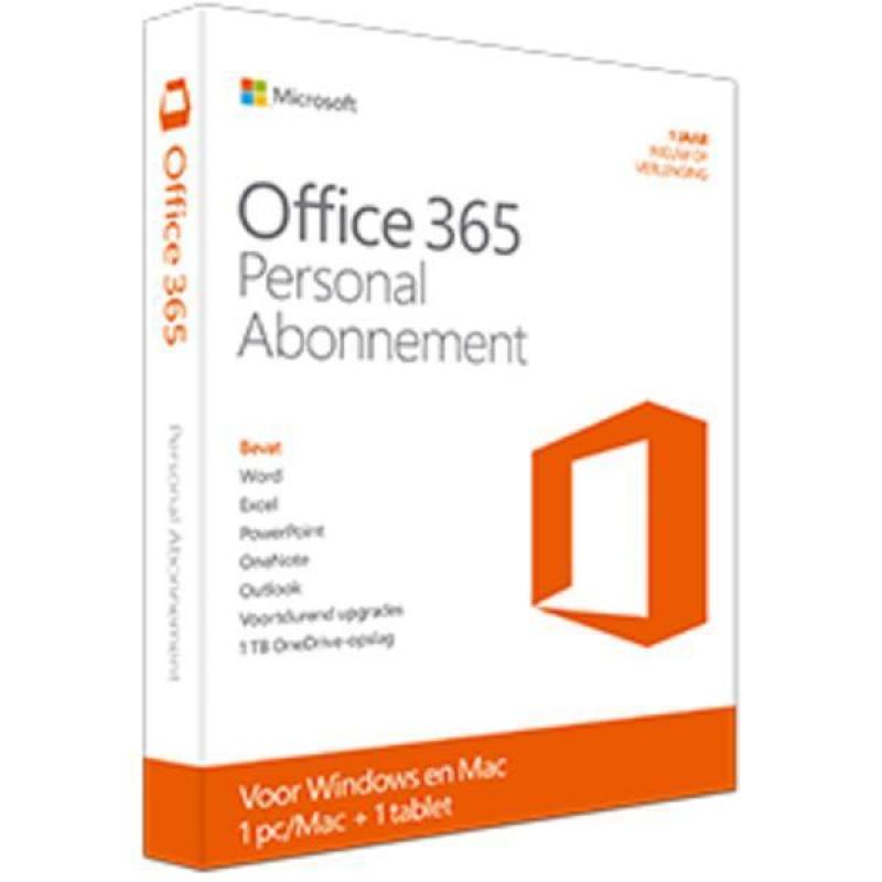 Microsoft Office 365 Personal 1-PC/MAC + 1 tablet 1 jaar