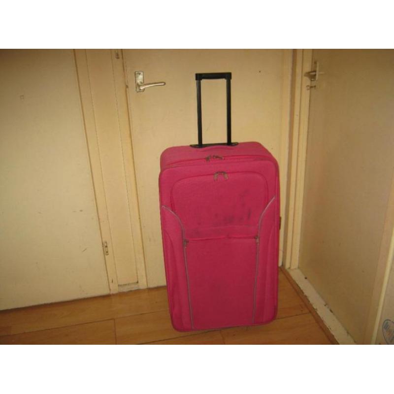 Enorm groot roze expandable trolley koffer rolkoffer 80x46x