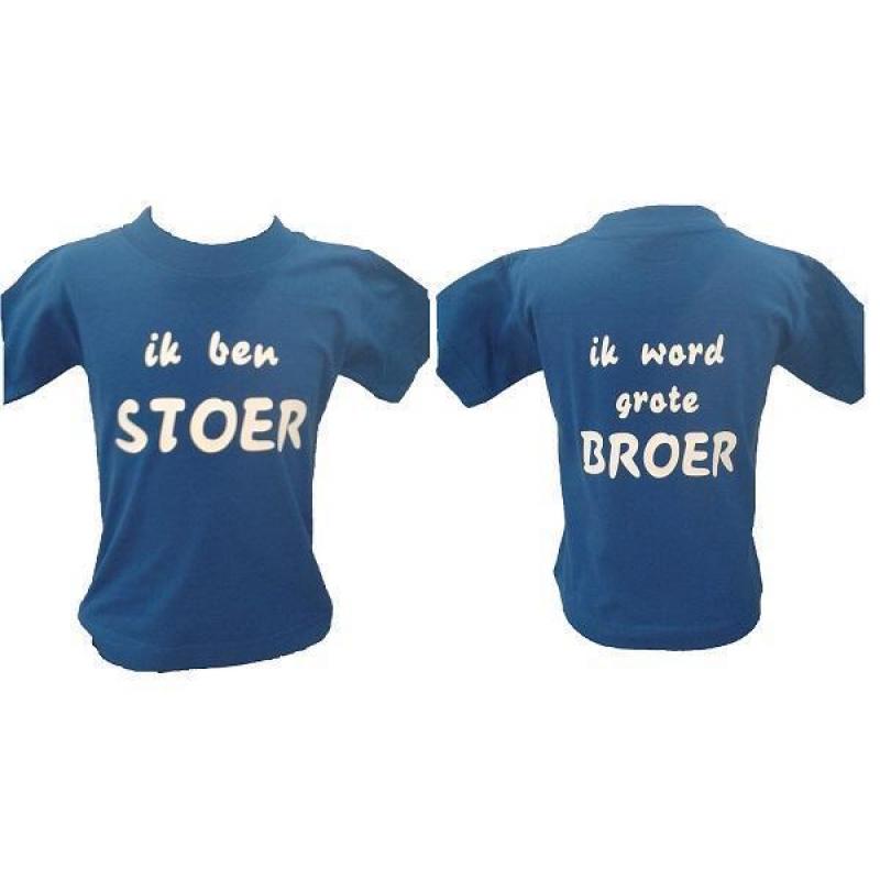 Stoer grote broer bedrukte baby shirt maat 68 t/m 104