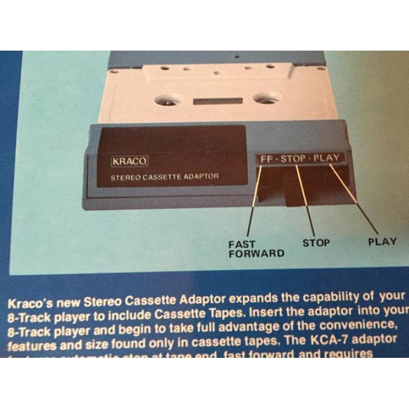 Kraco Stereo Cassette Adaptor voor 8-track spelers