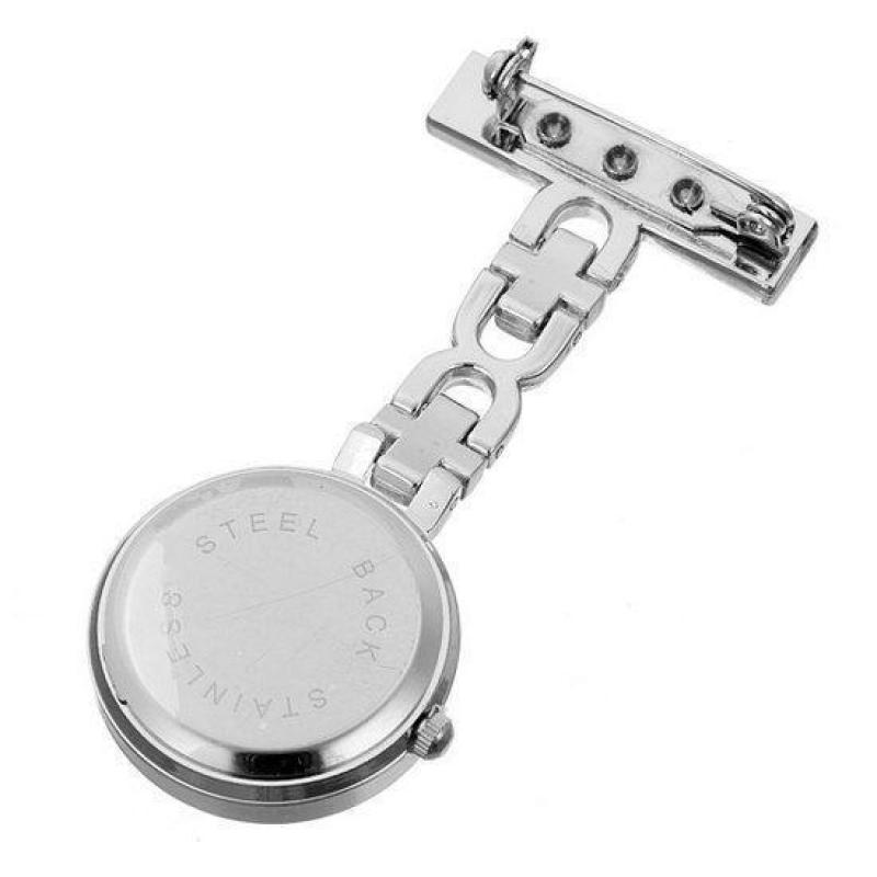 Silver Stainless Steel Nurse Doctor Brooch Quartz Pocket ...