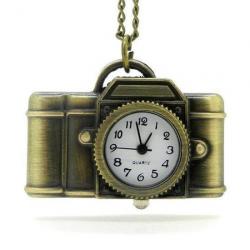 Casual Vintage Camera Design Quartz Chain Pocket Watch