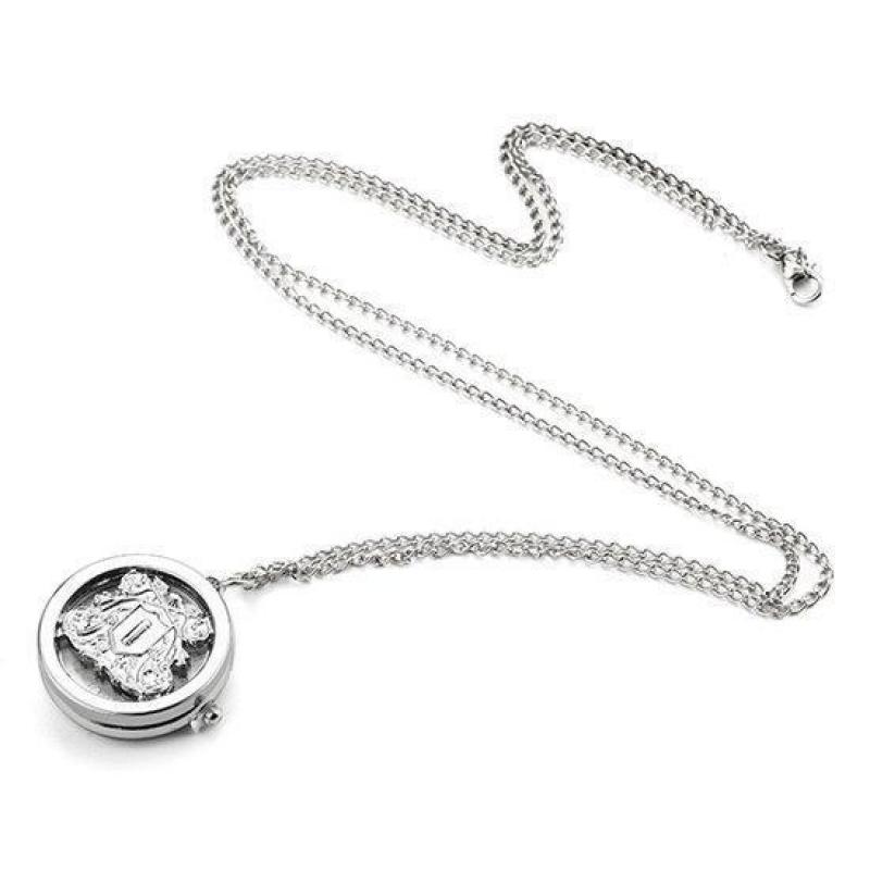 Men Women Vintage Silver Cartoon Hollow Round Shape Pocke...