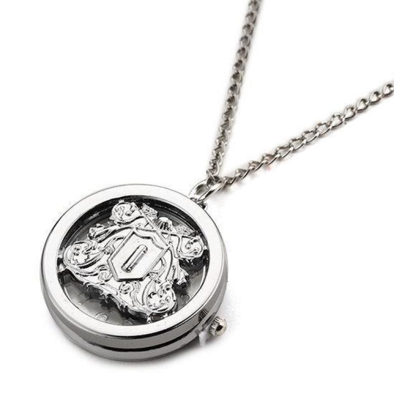 Men Women Vintage Silver Cartoon Hollow Round Shape Pocke...