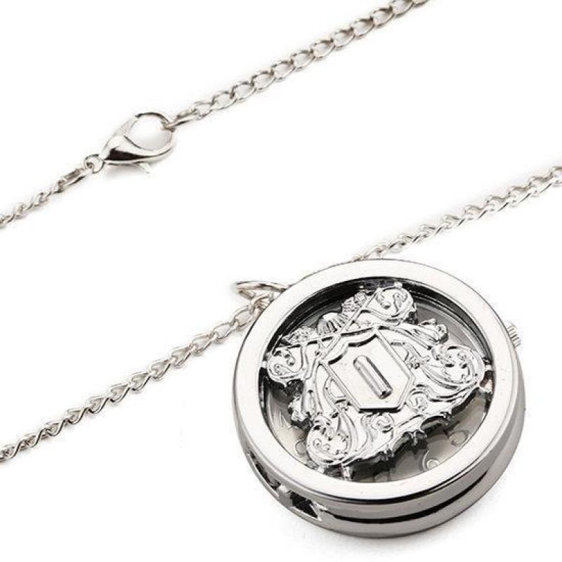 Men Women Vintage Silver Cartoon Hollow Round Shape Pocke...