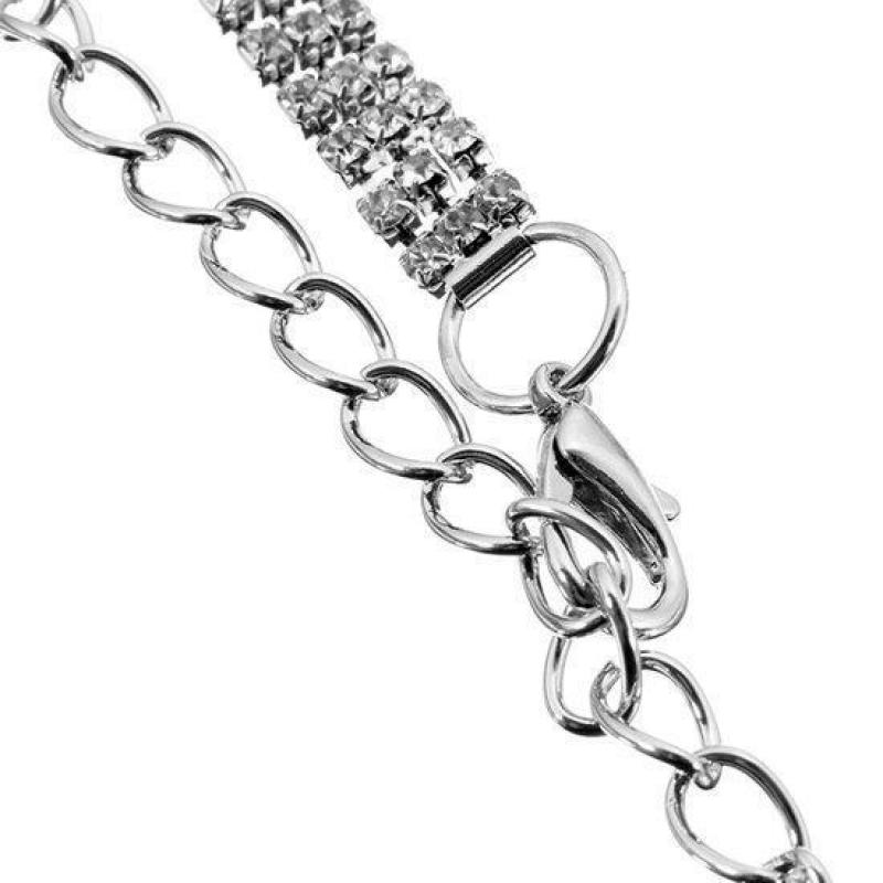 1Pc Silver 3 Row Rhinestone Waist Chain Belt For Women