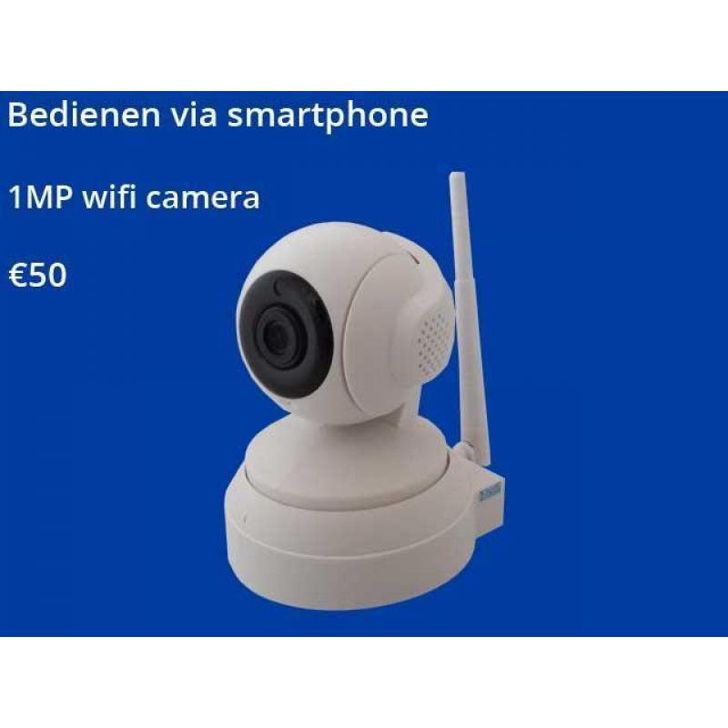 1MP wifi camera set te bedienen via de smartphone Pan tilt