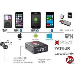 MP3 USB AUX Bluetooth* voor autoradio o.a YATOUR, GROM AUDIO