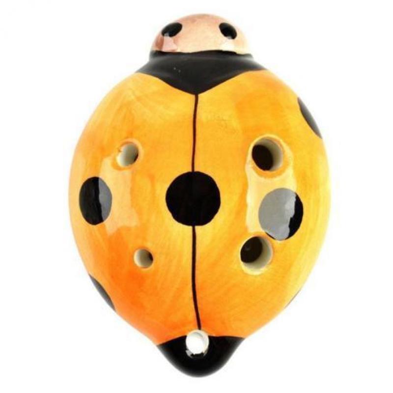 Ocarina instrument met 6 gaatjes lieveheersbeestje (Oranje)