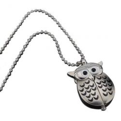 Golden Silver Owl Pendant Necklace Chain Quartz Pocket Watch