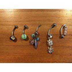 Vijftal navelpiercings als set te koop