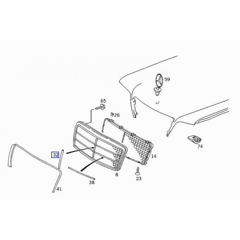 Sierlijst grill W 140, W 202, W 210, W 124 en C Klasse