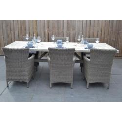 Norwich Tafel 250 met 6 Aruba Diningstoelen Mixed Kobo