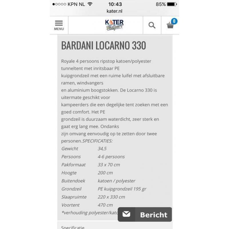 Bardani locarno 330 (2013) 4 persoons tent