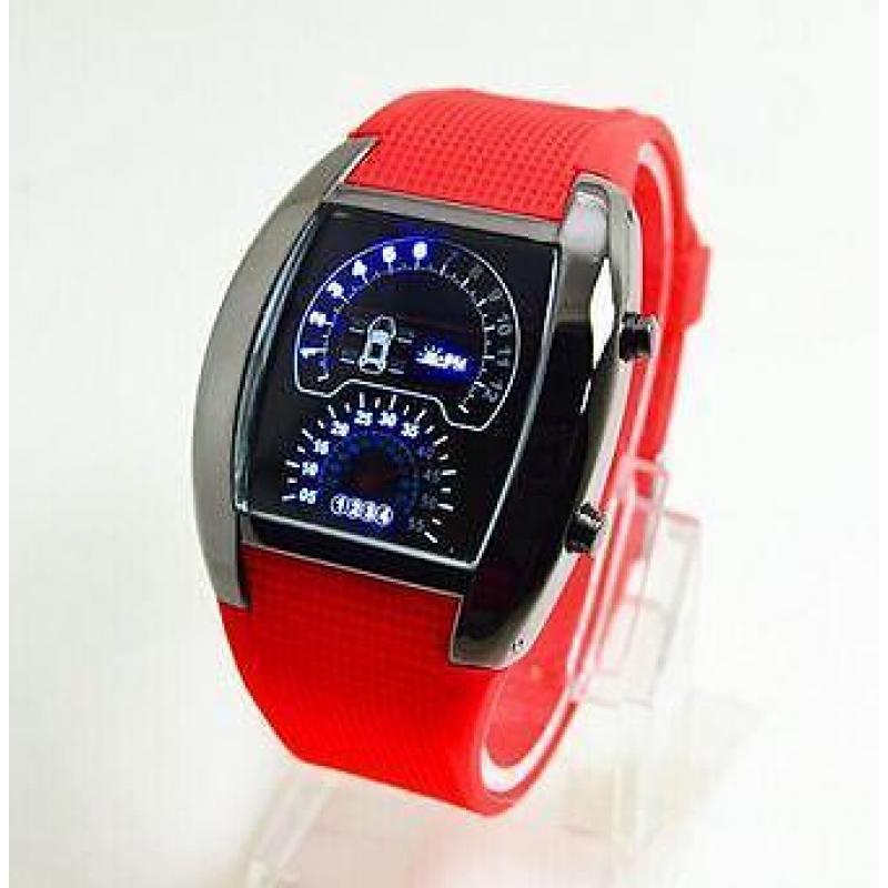 Carwatch (rood) een horloge voor echte auto liefhebbers #497