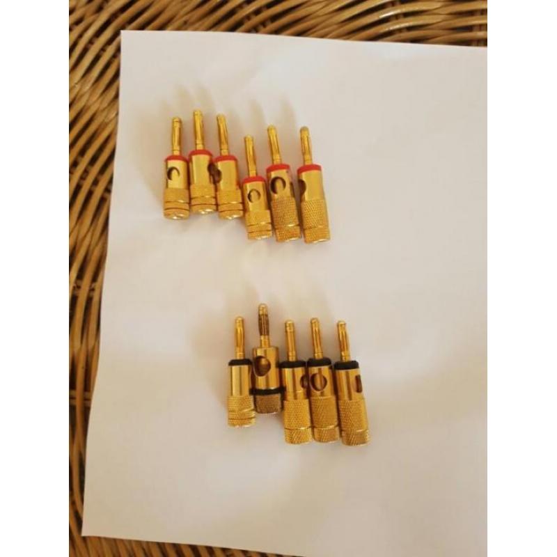 11x banana plug 24k verguld