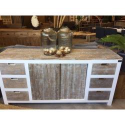 Landelijke kast, Teak, White wash tv kast, Tv dressoir