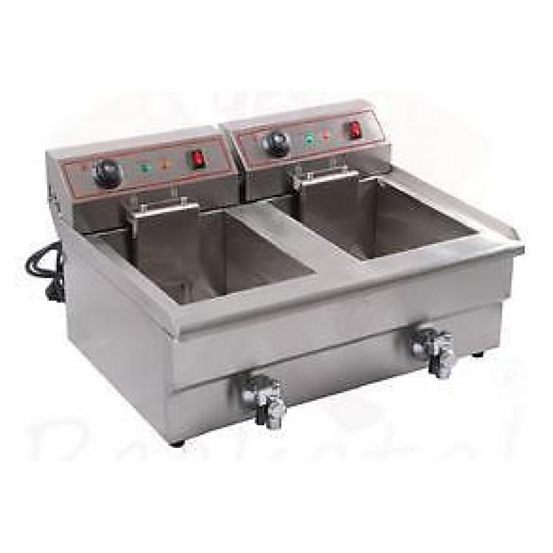 Grote dubbele friteuse horeca frituurpan 16+16l frituur