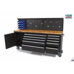 ACTIE !! HBM 215 Cm. Gereedschapswagen / Werkbank met Houten