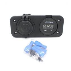 Cigarette Lighter Power Socket With DC 12V Digital Voltmeter