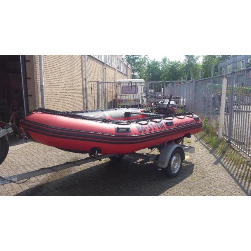 Quicksilver 380 HD met 15 pk Mariner motor en trailer