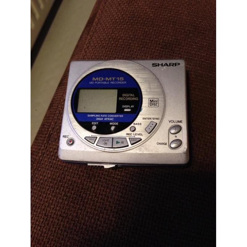 Minidisc speler met opnamefunctie Sharp