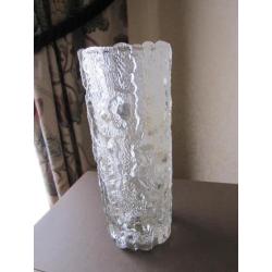 Vintage bark glass vaas - vermoedelijk SKLO Rosice Moravia