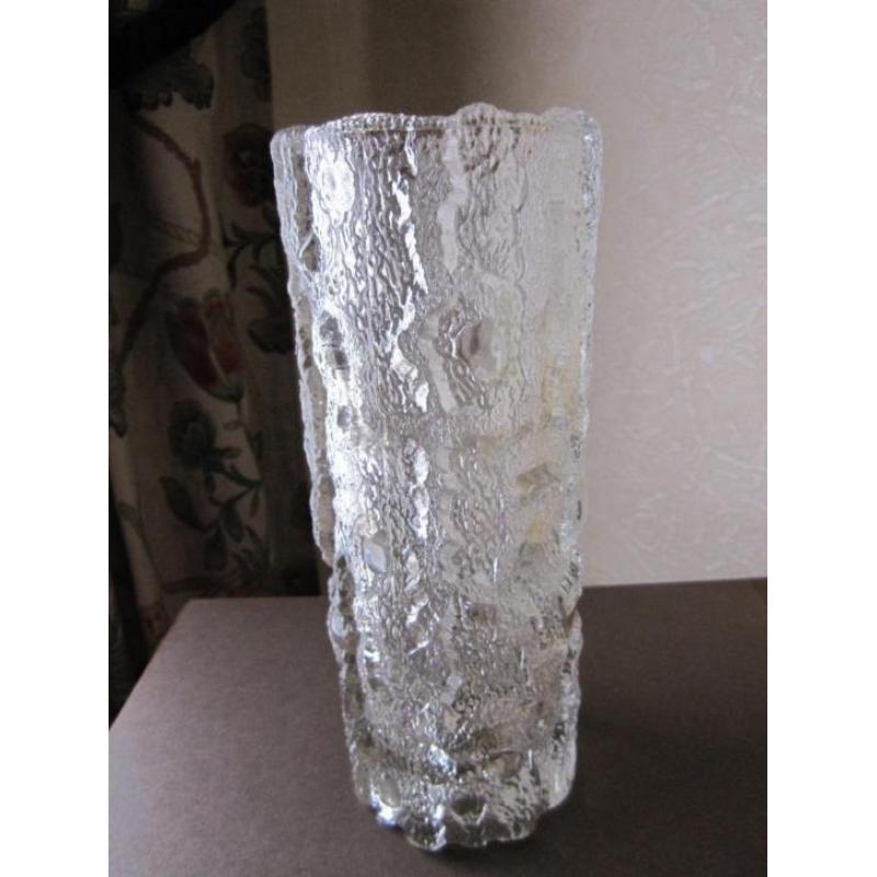 Vintage bark glass vaas - vermoedelijk SKLO Rosice Moravia