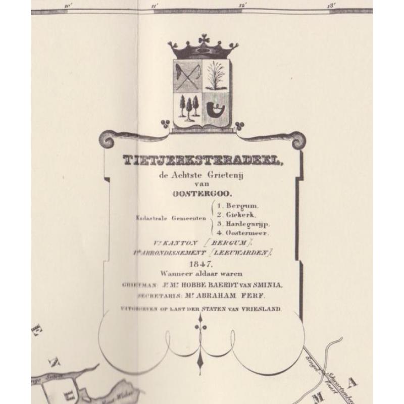 Kaart - Tietjerksteradeel, Achtste Grietenij Oostergo 1847