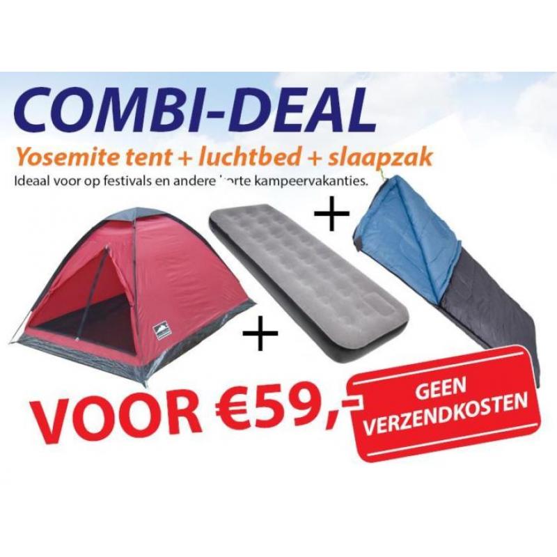 COMBI festival tent + luchtbed + slaapzak €59