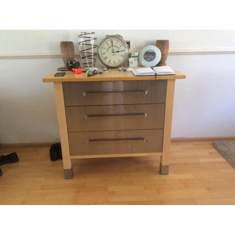 Dressoir met rvs lade 107 cm