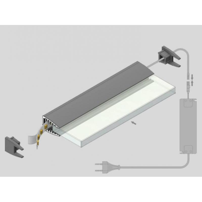 GLASS 10mm Led Profiel voor 6mm glasplaat