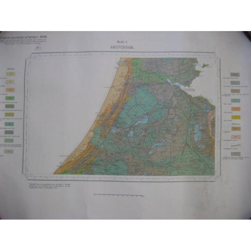 Oude geologische overzichtskaart Amsterdam