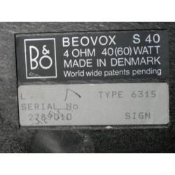 B&O Beovox S40 speakerset, type 6315, 60w, 4 ohm. I.z.g.st.