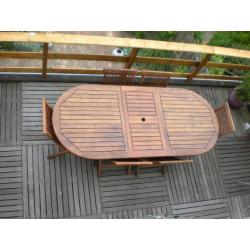 Teakhouten tuinset met tafel en 6 stoelen, 180 / 230 cm