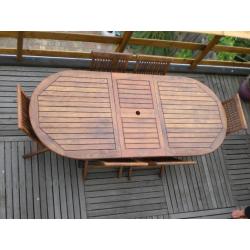 Teakhouten tuinset met tafel en 6 stoelen, 180 / 230 cm