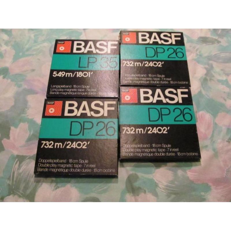 4 Stuks BASF Bandrecorder banden in doos.