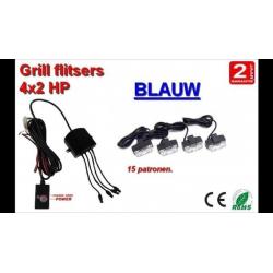 LED Grill Flits Set 4x2w blauw