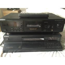 Sony cassettedeck en CD speler met 5 cd-wisselaar