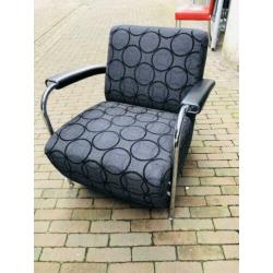 Nette Leolux Scylla fauteuil design stoel stof zwart stoel