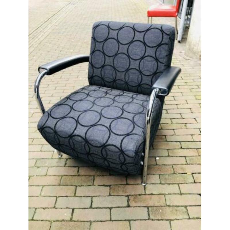 Nette Leolux Scylla fauteuil design stoel stof zwart stoel