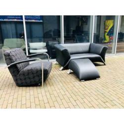 Nette Leolux Scylla fauteuil design stoel stof zwart stoel