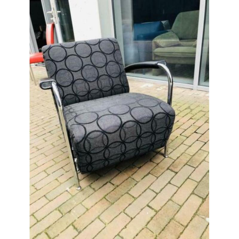 Nette Leolux Scylla fauteuil design stoel stof zwart stoel